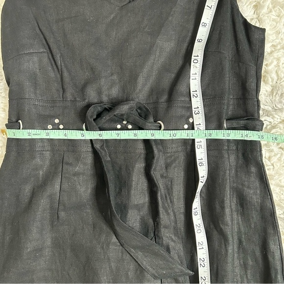 NWT Jillian Jones Black Linen Sleeveless Studded Waist Tie Dress - Picture 15 of 16